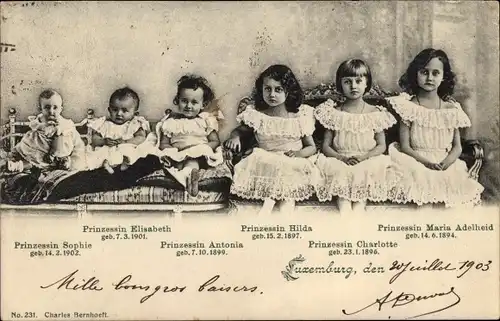 Ak Erbgroßherzogin Maria Adelheid, Charlotte, Hilda, Antonia, Elisabeth, Sophie, Adel Luxemburg