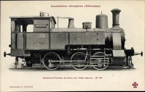 Ak Deutsche Eisenbahn, Machine Tender de Gare de l'Etat Saxon No. 65, Dampflok