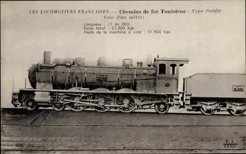 Ak Les Locomotives Francaises, Machine 231-808, Chemins de fer Tunisiens, Französische Eisenbahn