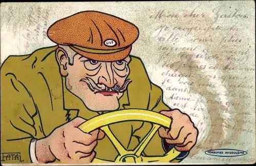 Litho Fatal, Mann am Steuer von einem Automobil