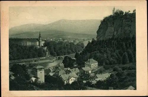 Ak Podmokly Bodenbach Děčín Tetschen an der Elbe Reg. Aussig, Schloss Tetschen, Schlafender Schäfer