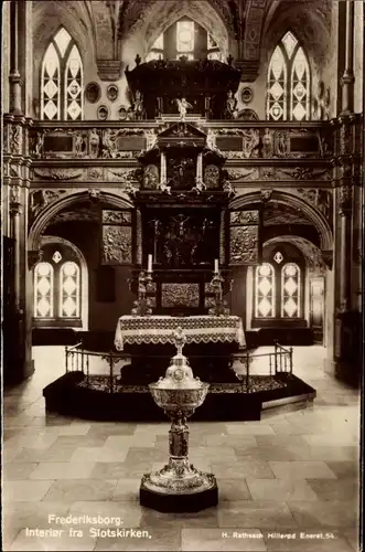 Ak Hillerød Hilleröd Dänemark, Frederiksborg Slot, Interior fra Slotskirken, Hochaltar