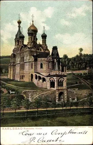 Ak Karlovy Vary Karlsbad Stadt, Russische Kirche