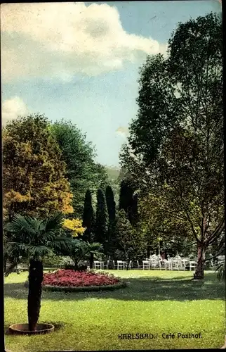 Ak Karlovy Vary Karlsbad Stadt, Café Posthof