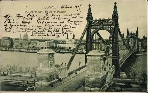 Ak Budapest Ungarn, Elisabeth-Brücke