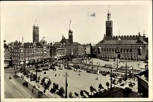 Ak København Kopenhagen Dänemark, Radhuspladsen, Rathaus