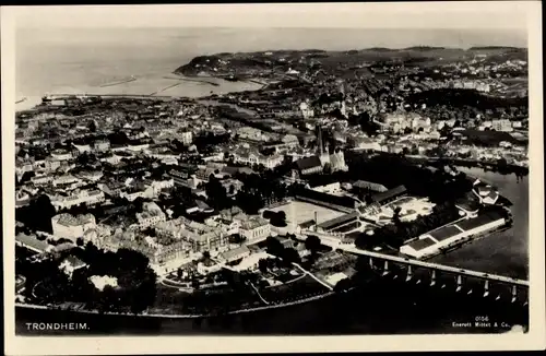 Ak Trondhjem Trondheim Norwegen, Ort aus der Vogelschau