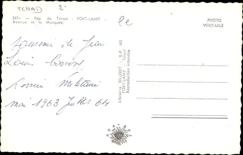 Ak Fort Lamy Tschad, Avenue de la Mosquee, Radfahrer, Straßenpartie