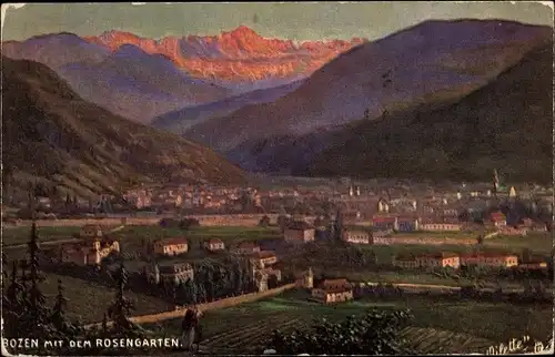 Künstler Ak Bolzano Bozen Trentino Südtirol, Ort mit dem Rosengarten, Tuck 666 B