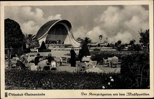 Ak Świnoujście Swinemünde Pommern, Konzertgarten mit dem Musikpavillon