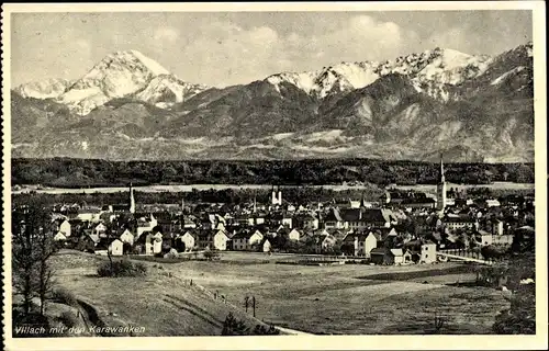 Ak Villach in Kärnten, Panorama mit Karawanken