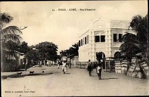 Ak Lome Togo, Rue d'Amutivé, Straßenpartie