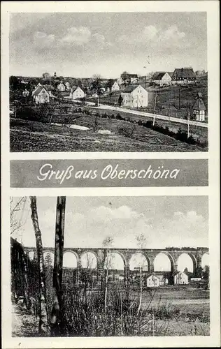 Ak Oberschöna in Sachsen, Totalansicht, Brücke