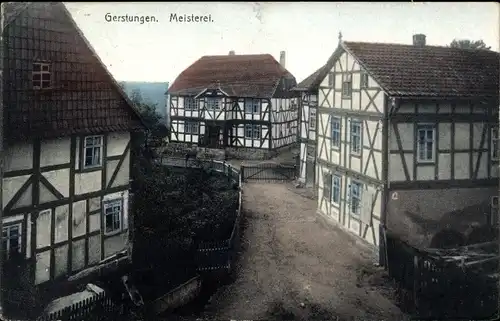 Ak Gerstungen in Thüringen, Meisterei, Fachwerkhäuser