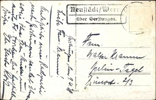 Ak Gerstungen in Thüringen, Meisterei, Fachwerkhäuser