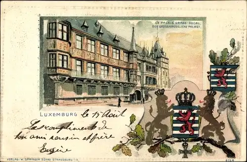 Präge Wappen Litho Luxemburg, Der Großherzogliche Palast