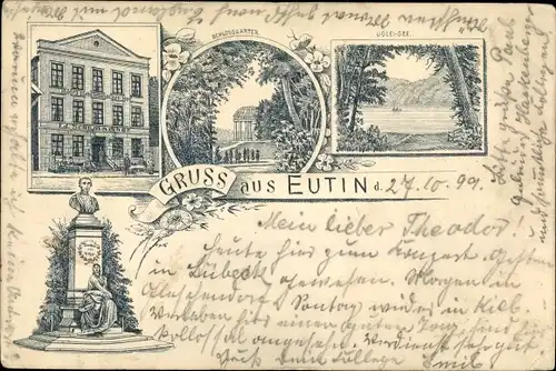 Litho Eutin in Ostholstein, Denkmal, Uklei See, Schlossgarten, Hotel