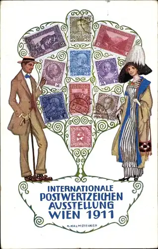 Ganzsachen Briefmarken Künstler Ak Kalmsteiner,Wien, Internationale Postwertzeichen Ausstellung 1911