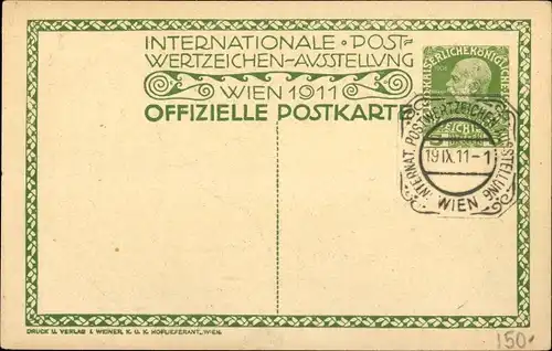 Ganzsachen Briefmarken Künstler Ak Kalmsteiner,Wien, Internationale Postwertzeichen Ausstellung 1911