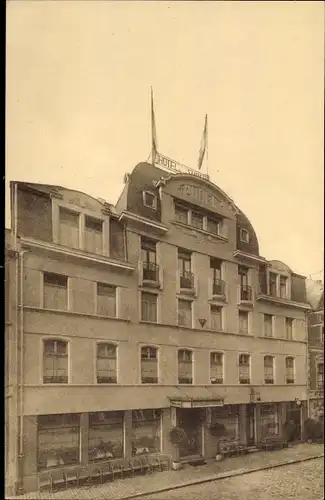 Ak Echternach Luxemburg, Hotel de la Sure, Pudel, Rue de la Gare