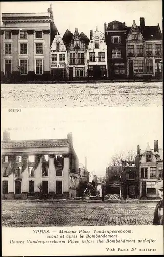 Ak Ypres Ypern Flandern, Maisons Place Vandenpeereboom