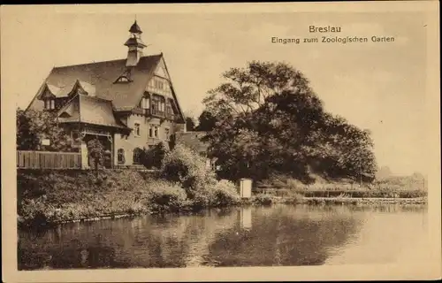 Ak Wrocław Breslau Schlesien, Eingang zum Zoologischen Garten