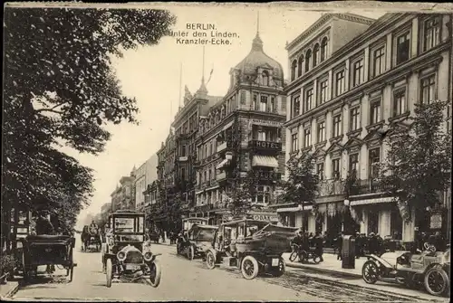 Ak Berlin Mitte, Unter den Linden, Kranzler Ecke, Automobile