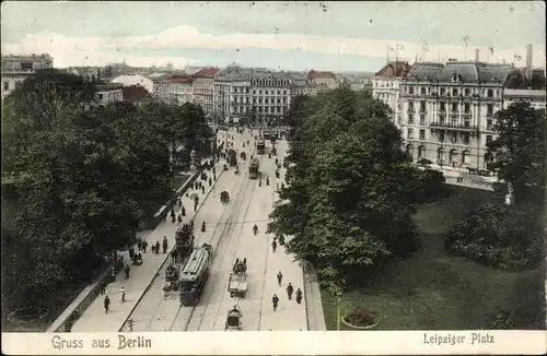 Ak Berlin Mitte, Leipziger Platz, Straße, Straßenbahnen