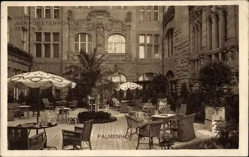 Ak Berlin Tiergarten, Hotel Der Fürstenhof, Palmenhof