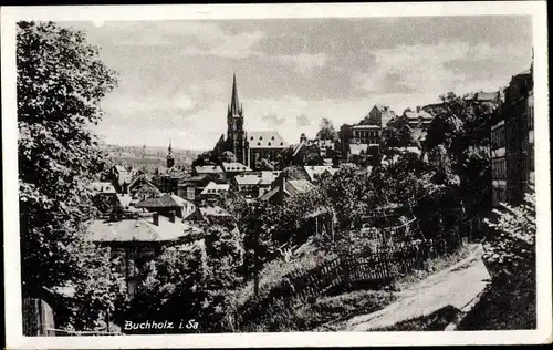 Ak Annaberg Buchholz im Erzgebirge, Teilansicht Buchholz, Kirche