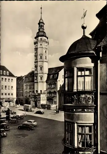 Ak Gera in Thüringen, Apothekenerker mit Blick nach dem Rathaus