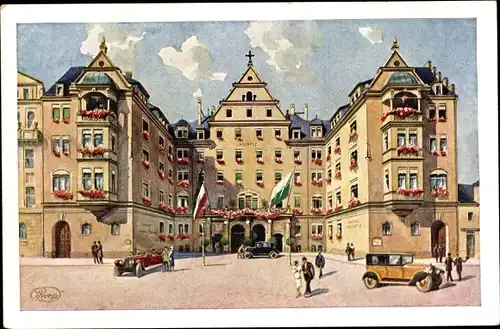 Künstler Ak Dresden Altstadt, Hotel, Vereinshaus Hospiz, Zinzendorfstraße