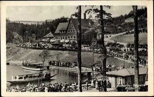 Ak Kriebstein Mittelsachsen, Zschopau Talsperre, Großgaststätte, Boote