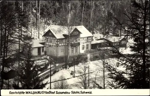 Ak Bad Schandau Sächsische Schweiz, Gaststätte Waldhäus'l, Winter