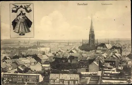 Ak Kevelaer am Niederrhein, Gesamtansicht der Stadt mit Gnadenbild