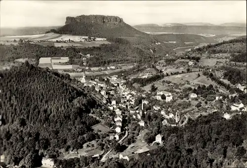 Ak Königstein an der Elbe Sächsische Schweiz, Panorama mit Lilienstein vom Quirl aus