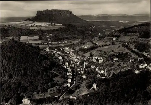 Ak Königstein an der Elbe Sächsische Schweiz, Blick auf den Ort und Lilienstein vom Quirl aus