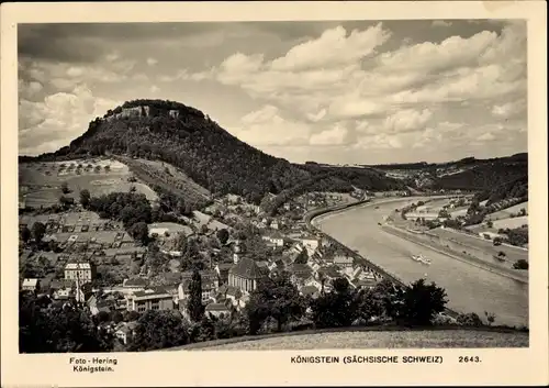 Ak Königstein an der Elbe Sächsische Schweiz, Blick zur Festung, Ort, Umgebung