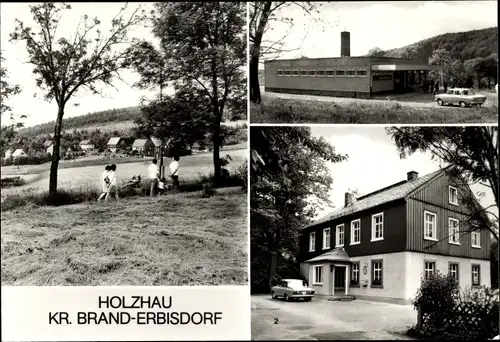 Ak Holzhau Rechenberg Bienenmühle Erzgebirge, Neue Konsum-Kaufhalle, Postamt, Panorama