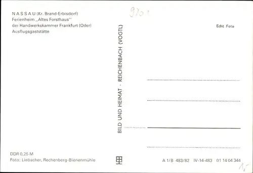 Ak Nassau Frauenstein im Erzgebirge, Ferienheim Altes Forsthaus der Handwerkskammer Frankfurt (Oder)