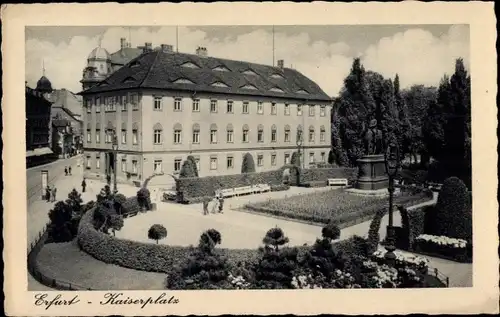 Ak Erfurt Thüringen, Gebäude am Kaiserplatz, Reiterdenkmal