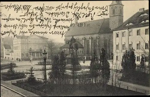 Ak Erfurt in Thüringen, Kaiserplatz, Kaiser Wilhelm Denkmal, Kirche