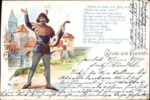 Ak Hameln an der Weser Niedersachsen, Gedicht , Rattenfänger