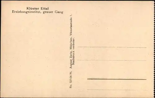 Ak Ettal Oberbayern, Kloster, Benediktinerabtei, Erziehungsinstitut, Grauer Gang