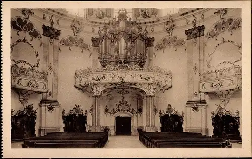 Ak Ettal Oberbayern, Kloster, Benediktinerabtei, Innenansicht, Orgel
