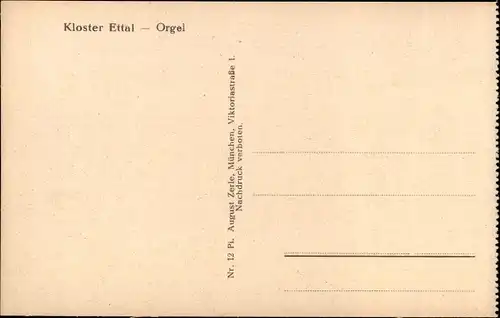 Ak Ettal Oberbayern, Kloster, Benediktinerabtei, Innenansicht, Orgel