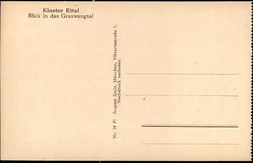 Ak Ettal Oberbayern, Kloster, Benediktinerabtei, Blick in das Graswangtal