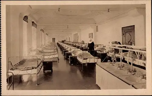 Ak Ettal Oberbayern, Kloster Ettal, Erziehungsinstitut, Schlafsaal, Innenansicht