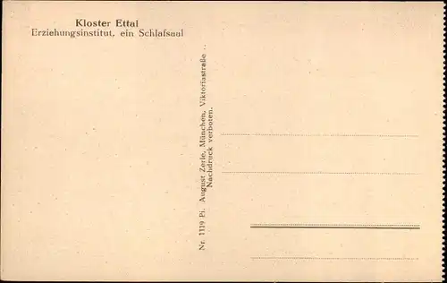 Ak Ettal Oberbayern, Kloster Ettal, Erziehungsinstitut, Schlafsaal, Innenansicht