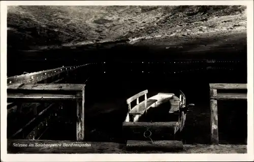 Ak Berchtesgaden in Oberbayern, Salzsee im Salzbergwerk